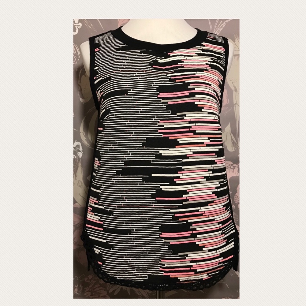 Weston Black Tunic Top Multi Color High Low Size Medium